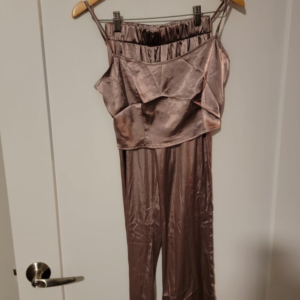 Shiny pink/purple pajama set, S
